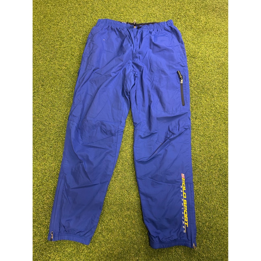 Vintage Polo Sport Ralph Lauren Mens XL Blue Nylon Windbreaker Track Pants 90's